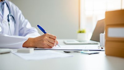 Врач пишет в документах